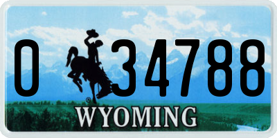 WY license plate 034788