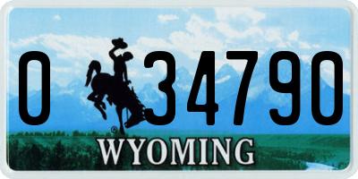 WY license plate 034790