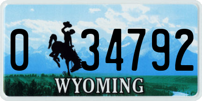WY license plate 034792