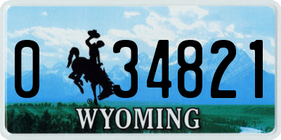 WY license plate 034821
