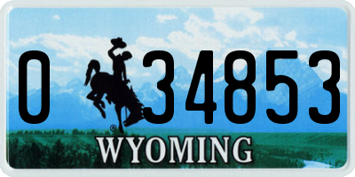 WY license plate 034853