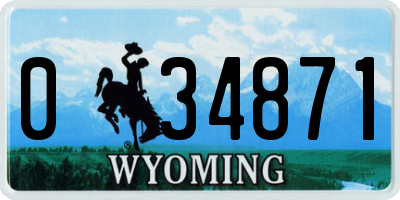WY license plate 034871
