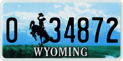 WY license plate 034872