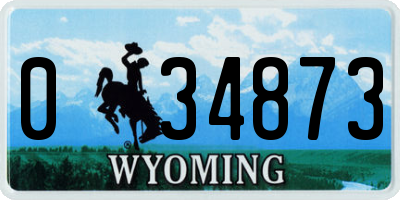 WY license plate 034873