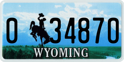 WY license plate 03487O