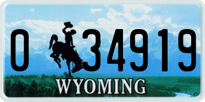 WY license plate 034919