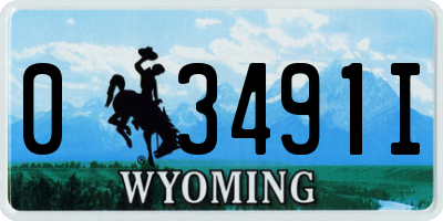 WY license plate 03491I