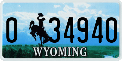 WY license plate 034940