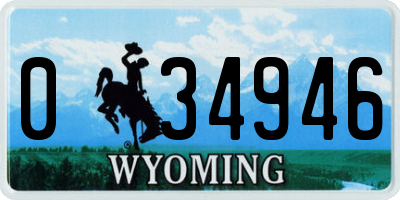 WY license plate 034946
