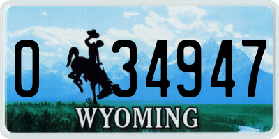 WY license plate 034947