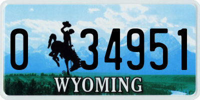 WY license plate 034951