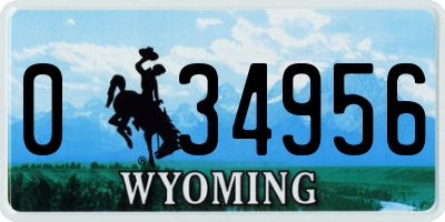 WY license plate 034956
