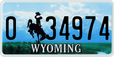 WY license plate 034974