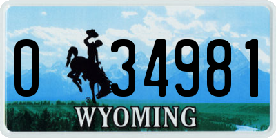 WY license plate 034981