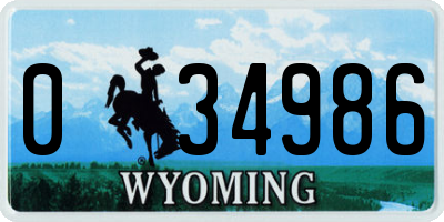 WY license plate 034986
