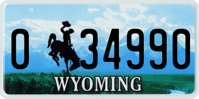 WY license plate 034990