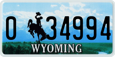 WY license plate 034994