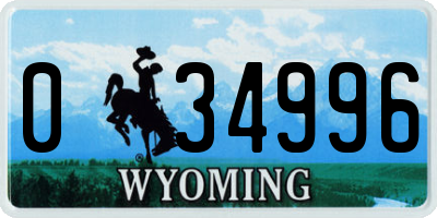 WY license plate 034996