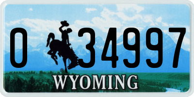 WY license plate 034997