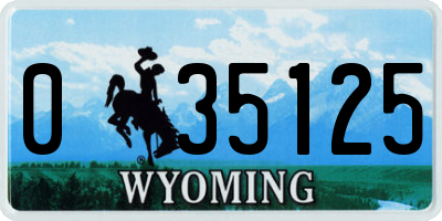 WY license plate 035125