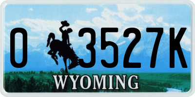 WY license plate 03527K