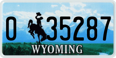 WY license plate 035287