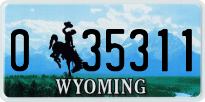 WY license plate 035311