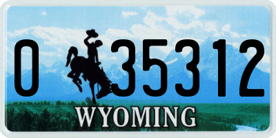 WY license plate 035312