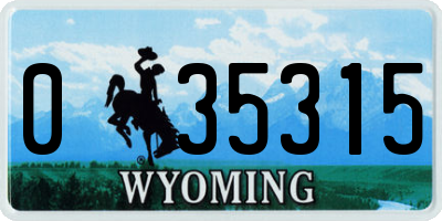 WY license plate 035315
