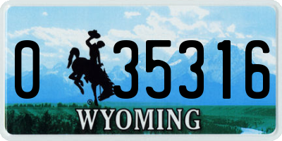 WY license plate 035316