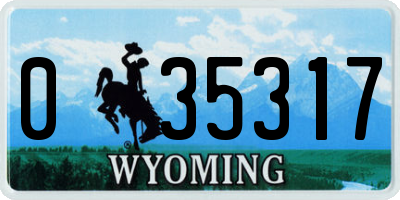 WY license plate 035317