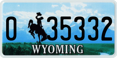 WY license plate 035332