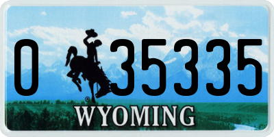 WY license plate 035335