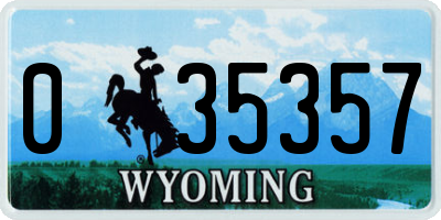 WY license plate 035357