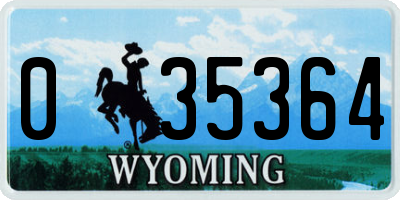WY license plate 035364