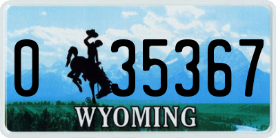 WY license plate 035367