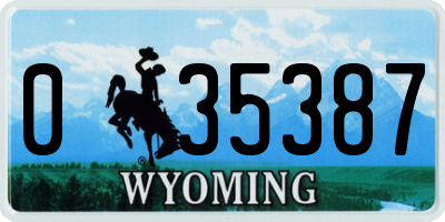 WY license plate 035387