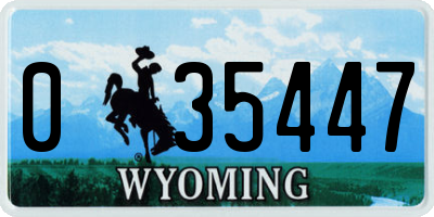 WY license plate 035447