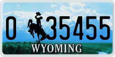 WY license plate 035455
