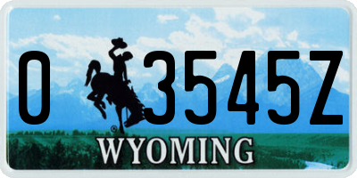 WY license plate 03545Z