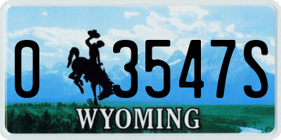 WY license plate 03547S