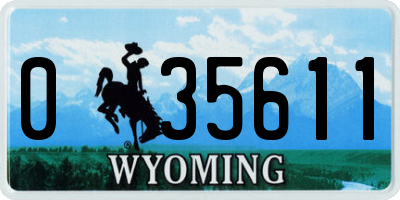 WY license plate 035611