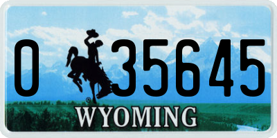 WY license plate 035645