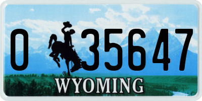 WY license plate 035647