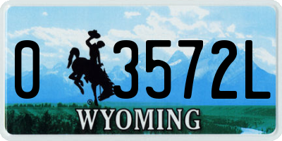 WY license plate 03572L