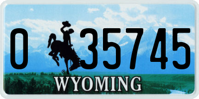 WY license plate 035745