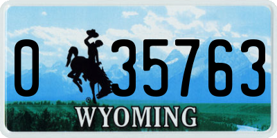 WY license plate 035763