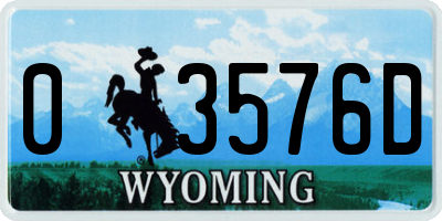 WY license plate 03576D