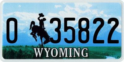 WY license plate 035822