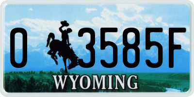 WY license plate 03585F